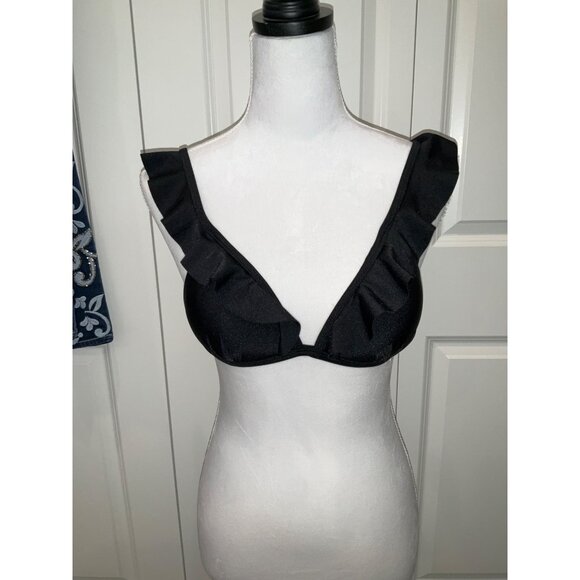 Sophie & Trey Black Padded Ruffle Bikini Top NEW size SMALL - Picture 2 of 6